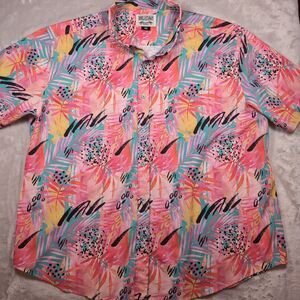 RSVLTS La Croy Button Up Short Sleeve Shirt Mens 3XL Kunuflex Pink Beach Cruise